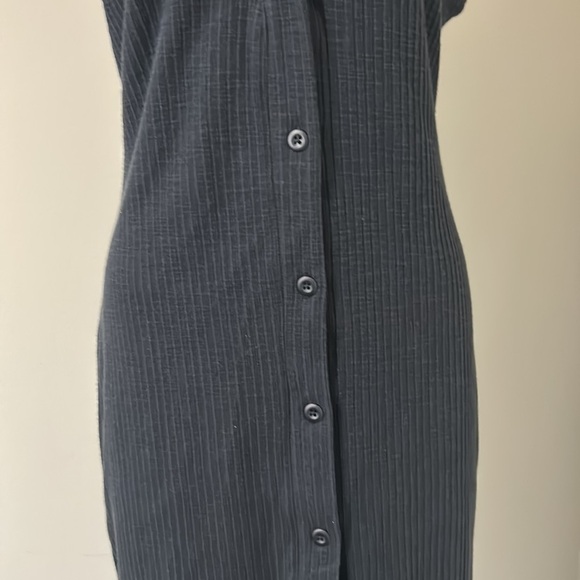Daily Practice by Anthropologie Ribbed Midi Dress Black Pullover Sz XS NEW - Picture 7 of 14